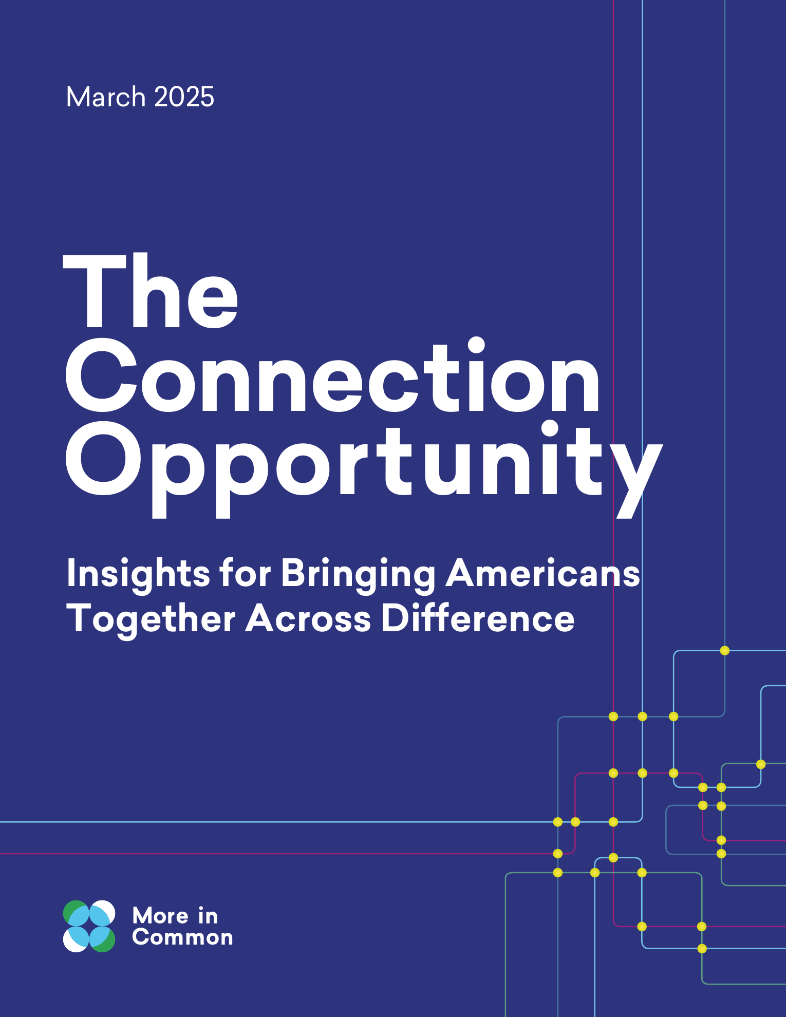 Indigo cover of More in Common’s The Connection Opportunity report.